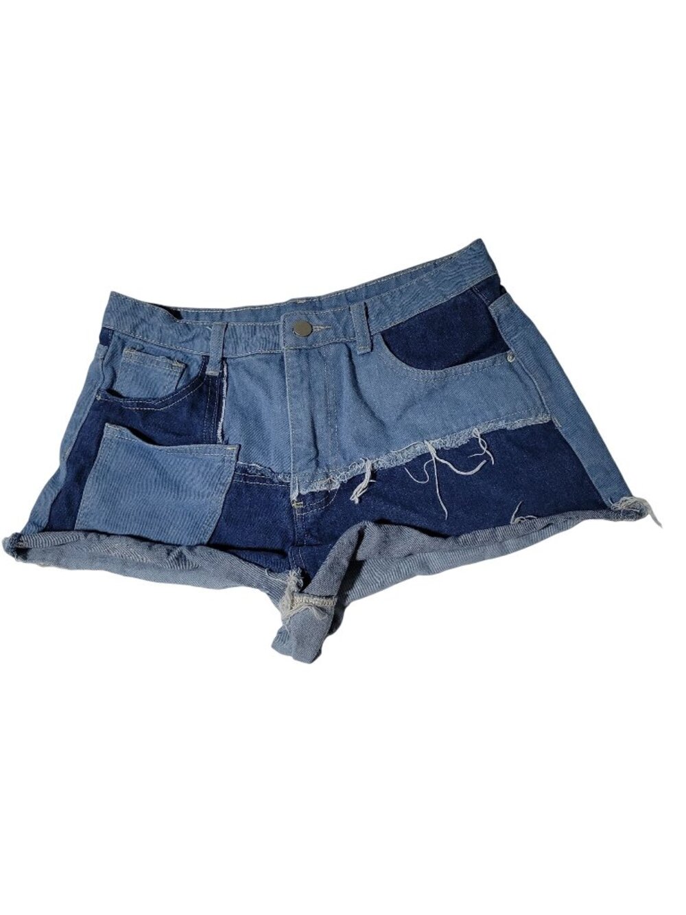 Shein Jean Shorts Womens Size Medium High Rise Patchwork Denim Hotpants